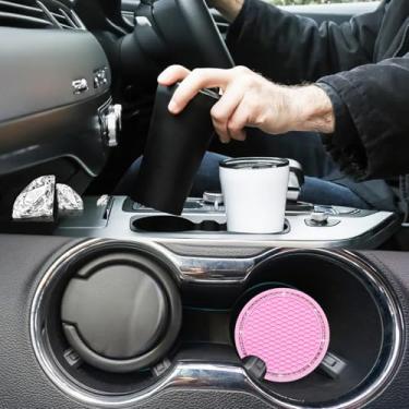 Imagem de Pacote com 2 porta-copos de carro, porta-copos antiderrapantes para carro com acessórios de strass de cristal