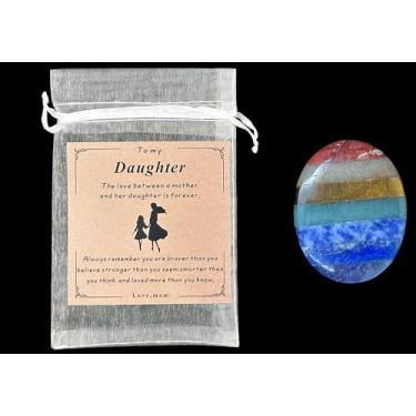 Imagem de Pedra de cristal multicolorida com cartão comemorativo, vaso de pedras preciosas de quartzo polido, decoração de casa, decoração artesanal para minha filha