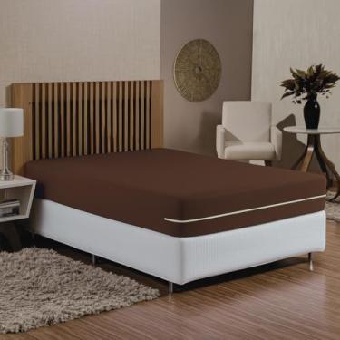 Imagem de Capa Para Colchão De Casal Queen Cama Box Malha Gel Grossa 90 De Gramatura C/Zíper Ajustável Reforçada 1,98cm x 1.58cm x 23cm (Tabaco)