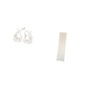 Imagem de Fenteer Escultura Elegante de Cisne de Cerâmica E Abajur de Chão de Papel Aconchegante para Sala de Estar, Estante, Armário E Decoração de Luminária de Pé