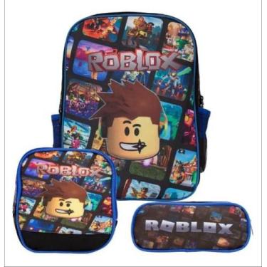 Imagem de Kit Mochila Infantil Masculina Jogo Roblox Resistente Costas Mais Lanc