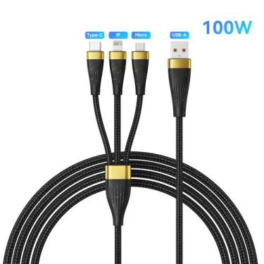 Imagem de Cabo De Carregamento Super Rápido 100W 3 Em 1 6A USB Tipo-C Micro USB 
