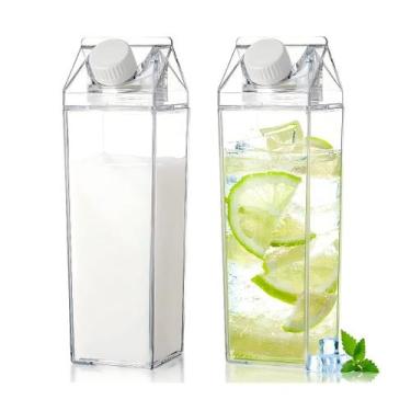 Imagem de Kit 2 Garrafa Grande Caixa Leite Suco Água Acrílica 1 Litro - NoBrand,