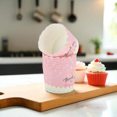 Imagem de Generic 50 peças de forros de cupcake mini copas descartáveis com estampa de coroa, papel de polpa de madeira, revestimento PE multicolorido, 7 x 5,5 cm