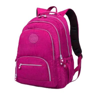 Imagem de Mochila Leve Feminina Escola Trabalho Viagem Fashion Mochilas Para Notebook Moderna Menina Bolsa Fofa Estilosa Faculdade Estudante Casual Qualidade Versátil Durável Confortável Rosa