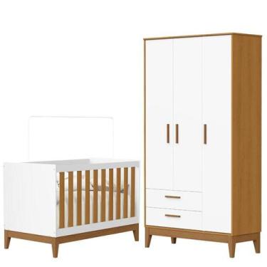 Imagem de Guarda Roupa Infantil Flip 3 Portas com Berço Americano Flip Branco Ac