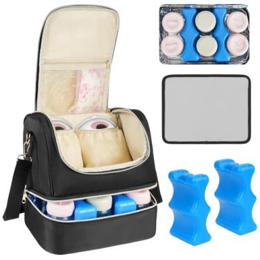Imagem de Jaffzora Bolsa Para Bomba Tira-Leite Vestível Com Compartimento Refrigerador Para Willow/Elvie/Momcozy M5/S12 Pro/Medela, Bolsa De Viagem Para Leite Materno Com Bolsa De Gelo E Tapete À Prova D'Água