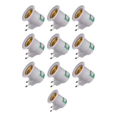 Imagem de 10 Adaptadores Bocal Lâmpada Tomada Liga / Desliga Branco - Bravo tool