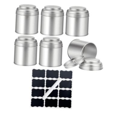 Imagem de Generic Conjunto de 6 Potes de Chá, Potes de Cozinha em Metal, Ideais para Presentear, Economizam Espaço, Fáceis de Limpar, Elegantes com Tampas Duplas, Caneta Adesiva, Prata