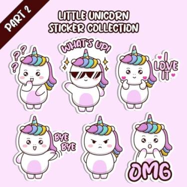 Imagem de Set de Adesivos Kawai fofos para decoração infantil com unicórnios e emojis 50x50cm