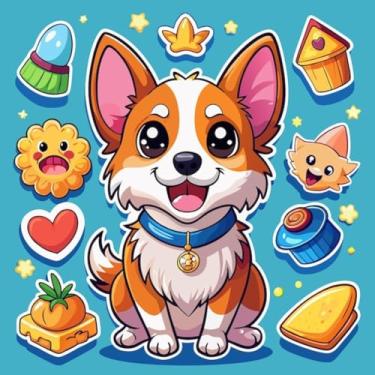 Imagem de Adesivo de Parede de Animais para Quarto Infantil Corgi Fofo Decorativo 50x50cm