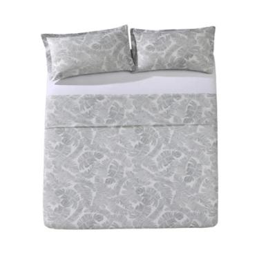 Imagem de Jogo de Cama Casal Döhler Uni 100% Algodão 180 Fios 4 Peças, Cinza