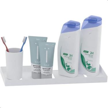 Imagem de Porta Shampoo Inox Suporte De Parede Banheiro Branco MAX - MetalCromo