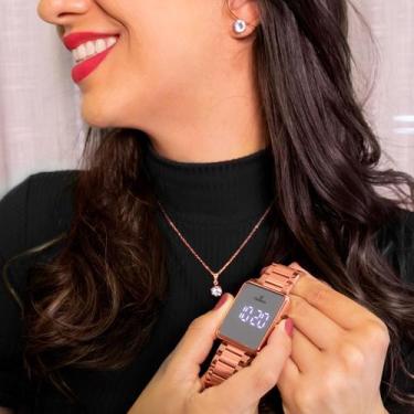 Imagem de Relógio Feminino Champion Digital Rose Espelhado CH40086Z Original, CH