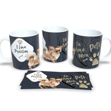 Imagem de Caneca de Porcelana Estampa Cachorro Pet Dog (I Love Papillon)