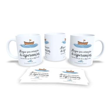 Imagem de Caneca com Frase de Clarice Lispector, Porcelana Branca, Design Pássaro em Voo, Decorativa com Citação Literária 'Liberdade é pouco' (19069)