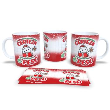 Imagem de Caneca de Natal Festiva, Porcelana Branca com Design Natalino, Decoração em Vermelho e Verde, Presente de Feliz Natal (15344)