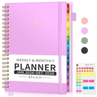 Imagem de EMSHOI Agenda 2026, semanal e mensal, calendário A4 2026, janeiro de 2026 - dezembro de 2026, papel grosso 100GSM, capa de PVC, abas coloridas, páginas de notas - organizador para trabalho, escola