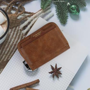 Imagem de Carteira masculina, porta-cartões portátil com 2 compartimentos destacáveis, carteira fina para uso diário e em viagens, Marrom, Casual