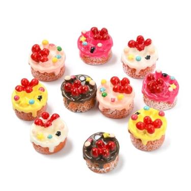 Imagem de UR URLIFEHALL 40 pcs 5 Colors Mini Strawberry Cake Resin Figurines 3D Dessert Sweet Food Dollhouse Accessories for Micro Landscape Party Decorations