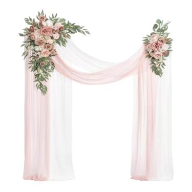 Imagem de MotiveTech 2x Arco de Flores de Casamento, Decoração de Casamento, Flores de Seda para Festa, Guirlanda Artesanal, Folhas, Guirlanda Rústica