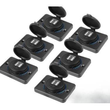 Imagem de 6 Tomada USB 12/24V para Painel – Carregador Duplo, Instalação Fácil, Acessório Automotivo