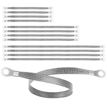 Imagem de Generic Cabos resistentes à corrosão, 12 baterias automotivas, cobre estanhado prateado, 26 48 cm, tiras de aterramento do motor, alta condutividade