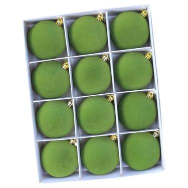 Imagem de rockible Conjunto de 12 enfeites de bolas de Natal para fotos, decoração natalina e festas, perfeitos para armários, sala de estar, porta e decoração de Natal, Luz Verde