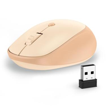 Imagem de CIQILY Mouse de computador sem fio, mouse de computador ergonômico de 2,4 GHz com receptor USB A, 1600 DPI, mouse óptico sem fio de 4 botões para laptop, Macs, iPad, Linux, PC e desktop, adequado para