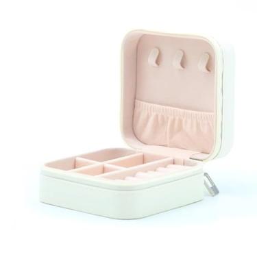 Imagem de Estojo de joias de viagem - presentes de agradecimento ao professor - pequena caixa organizadora de viagem essencial de viagem presente de Natal para mulheres. Branco