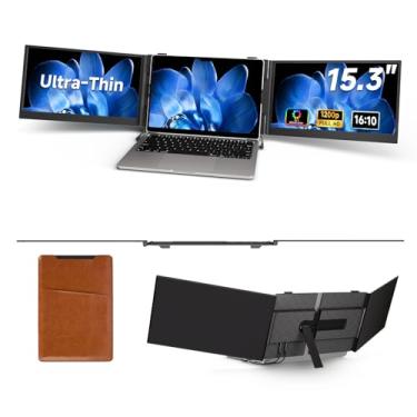 Imagem de Extensor de tela de laptop de 15,3 polegadas, extensor de tela tripla ultrafina 1200p FHD, monitor portátil de viagem 100% sRGB para laptops, acessório para laptops com várias telas compatível com
