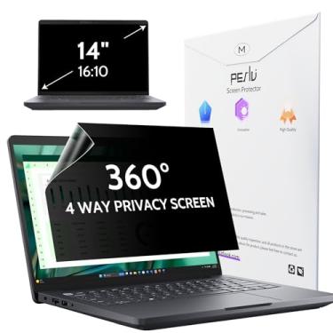 Imagem de Peslv Tela de privacidade de laptop de 4 vias de 360° para monitor de computador com proporção 16:10 de 14 polegadas, capa privada com filtro espião de luz azul antirreflexo, protetor de segurança