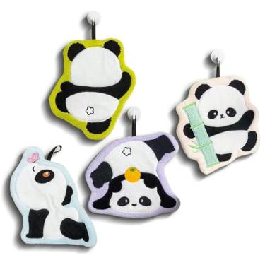 Imagem de HUEYTON Conjunto de toalhas de mão de desenho de panda - Toalhas de mão ultra absorventes e macias para banheiro e cozinha, presente divertido de panda de aniversário para crianças