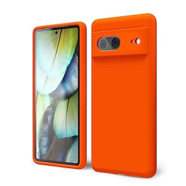 Imagem de oakxco Projetado para Google Pixel 7A Capa de Silicone, Neon Vibrante Cor Brilhante, Capa de Telefone de Gel de Borracha Macia para Mulheres Bonitas, Fina Fina Flexível Protetora TPU 6,1 polegadas, Laranja Neon