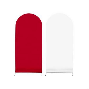 Imagem de Painel Romano Liso Dulpla Face 2mx1m Sistema Veste Fácil (VERMELHO E BRANCO)