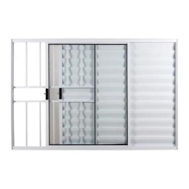 Imagem de Veneziana 3 folhas com grade Alumínio Brilhante, Branco ou Preto Linha