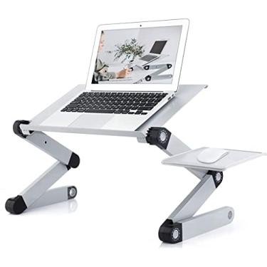 Imagem de Mesa de laptop de alumínio ajustável para mesa de cama bandeja de suporte portátil para notebook sofá-cama (cor: azul) (uma cor)