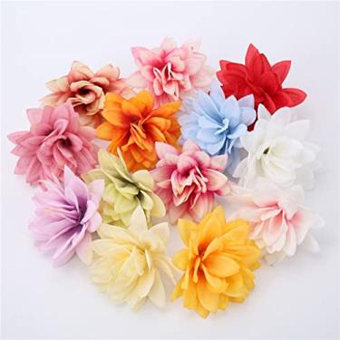 Imagem de PZHANGZVH Peônia Flor de Cymbidium Artificial 6 cm Seda Pequena Cabeça de Magnólia para Mãe Enredo Casamento Decoração de Casa DIY Guirlanda Scrapbook Presente (Cor: A, Tamanho (A