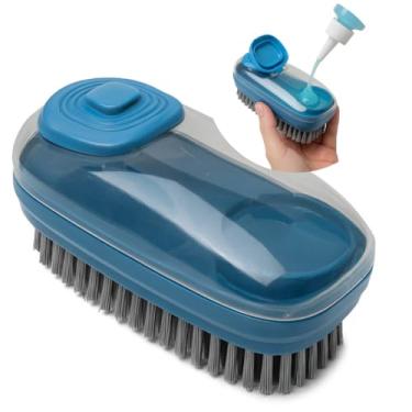 Imagem de Escova de Limpeza Multiuso com Reservatório E Dispenser, Escovinha Cerdas Duplas, Limpa tenis, Cozinha, parede, roupa, sofa, uso liquido detergente sabao, Friday