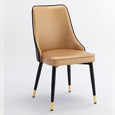 Imagem de Cadeira de jantar, cozinha, sala de jantar, cadeiras de látex, macio, acolchoado, pernas de metal, cadeiras de couro à prova d'água e resistentes a arranhões (Cor: M)