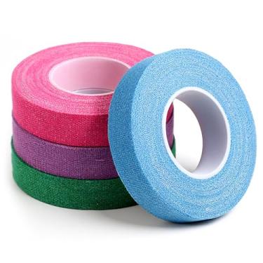 Imagem de 4 rolos de fita de dedal para costura manual autoadesiva fita de proteção de dedo ajustável algodão dedal bandagem envoltório para Quilting bordado artesanato DIY