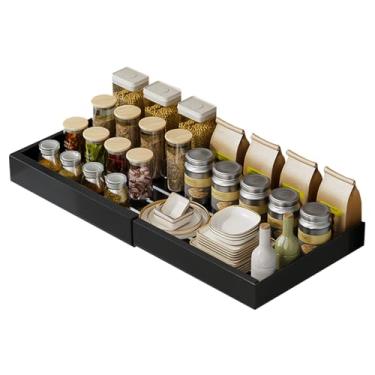 Imagem de Organizadores e armazenamento sob a pia – Prateleiras de gaveta deslizantes embaixo da pia | Armazenamento multifuncional resistente retrátil sem perfuração Rack resistente para armário