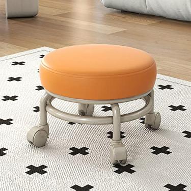 Imagem de BSNANCA Banqueta cosmética banqueta com rodinhas pequenas rodas para loja, garagem, jardim, bancos de rolamento baixos portáteis multifunções banco de rolo redondo (B) (A)