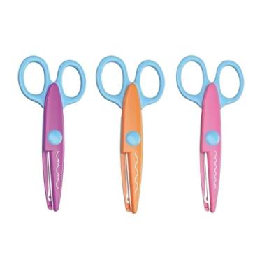 Imagem de Kit com 3 Tesouras ZIG CiS Cortes Especiais Capa Plástica Colorida Conjunto Escolar Scrapbook Aula