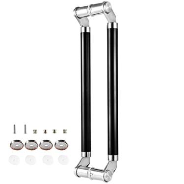 Imagem de Puxador de porta puxador de porta de celeiro moderno de metal para interior e exterior, chuveiro hotel loja escritório puxador de porta deslizante de dois lados, puxador de barra de aço inoxidável