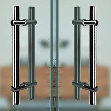 Imagem de Puxadores de porta, puxador de porta preto de aço inoxidável retangular em forma de H para portas de madeira maciça, madeira, vidro e aço, porta de escritório