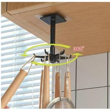 Imagem de Kits de Gancho Multiuso Rotativo 360° Organizador P/Casa Chaveiro Porta Talher Óculos Suporte Parede (4 PRETO)