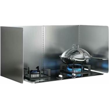 Imagem de XIVUIFOI Protetor contra respingos de óleo de 4 lados, proteção antirespingos de aço inoxidável para fogão, tela dobrável contra respingos de óleo