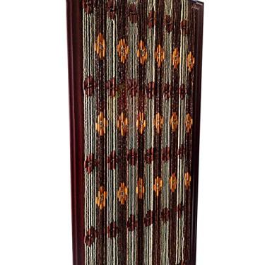 Imagem de Cortinas de porta com contas de 36/72 fios para portas, cortina de cordão de contas de madeira para divisores de quarto, decoração de entrada de casa, feita à mão, costura, cor, estilo retrô (tamanho