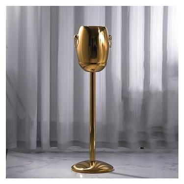 Imagem de Balde de gelo balde de gelo com suporte de aço inoxidável em pé balde de gelo recipiente de cubo de gelo, balde de vinho no suporte balde de gelo dourado champanhe para vinho cerveja KTV clube bar